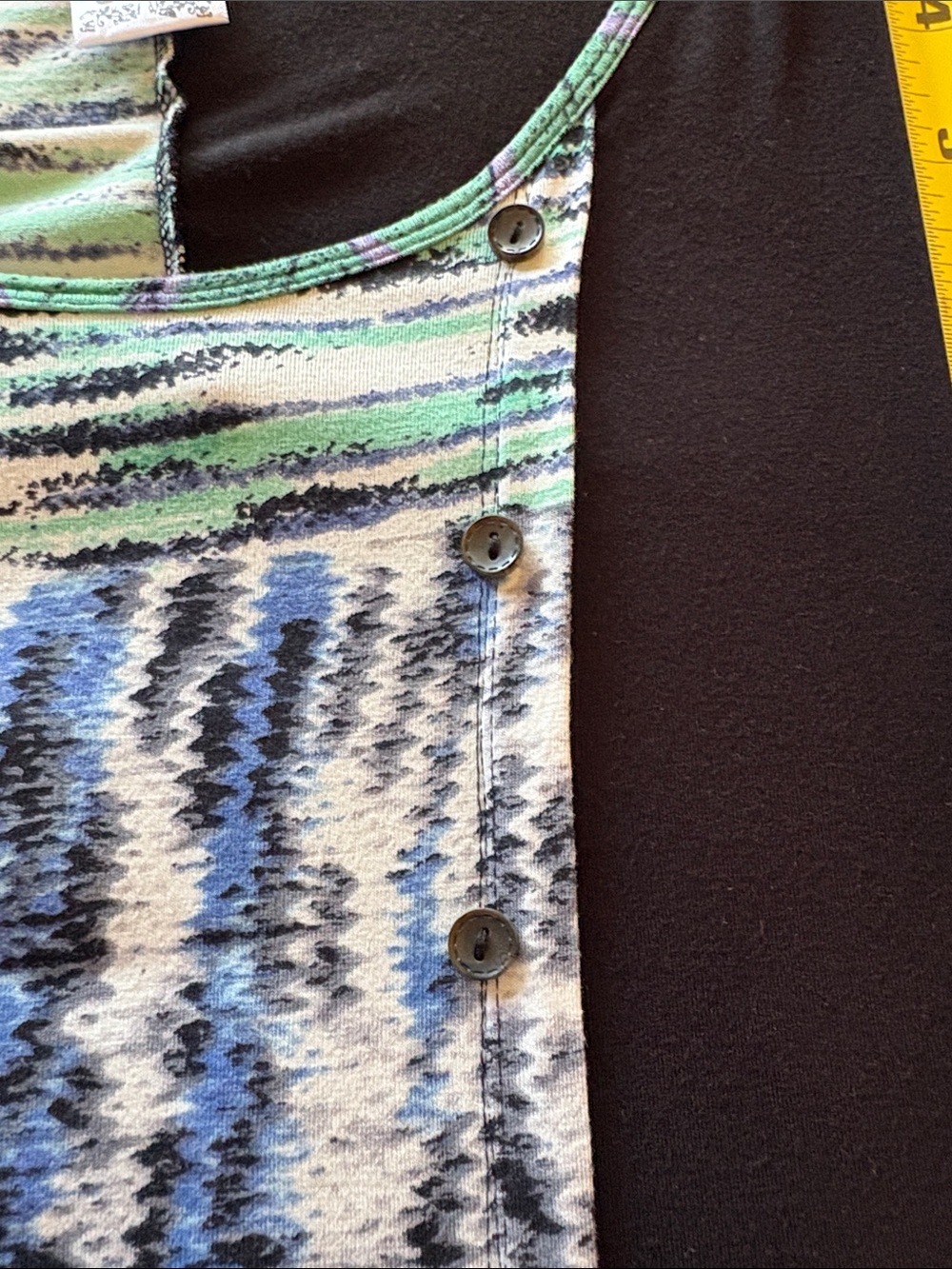 Parsley & Sage Black Tunic with Teal Blue Purple Patchwork - Picture 7 of 8